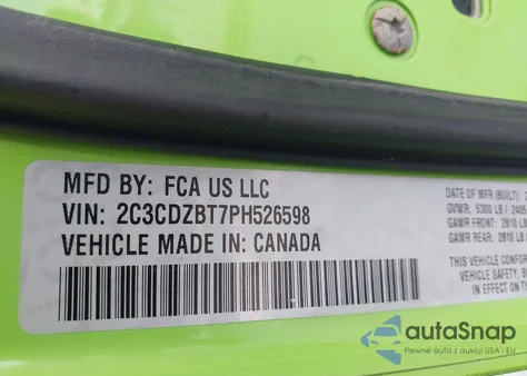 2023 Dodge Challenger R/T from USA, damaged, VIN 2C3CDZBT7PH526598